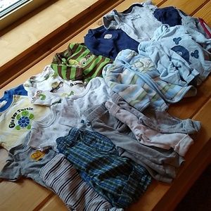 17 piece Baby Boy Clothes Lot, Newborn + 0-3 Month